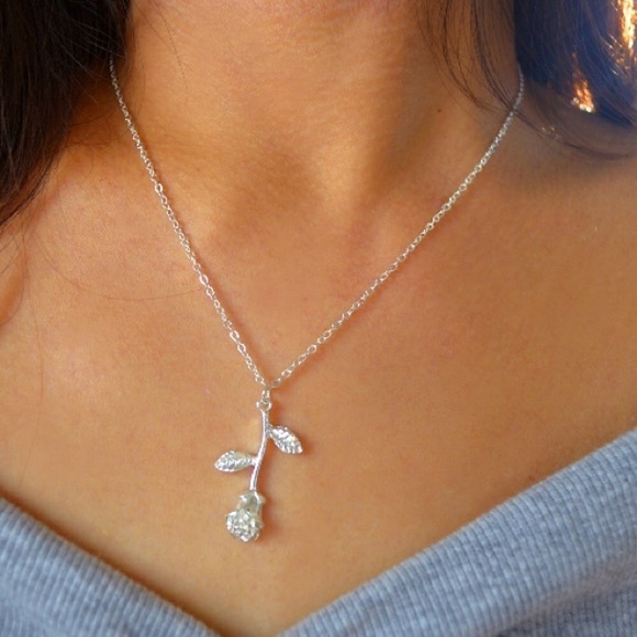 "Beauty & the Beast" Minimalist Cute Rose Necklace - Picture 1 of 11